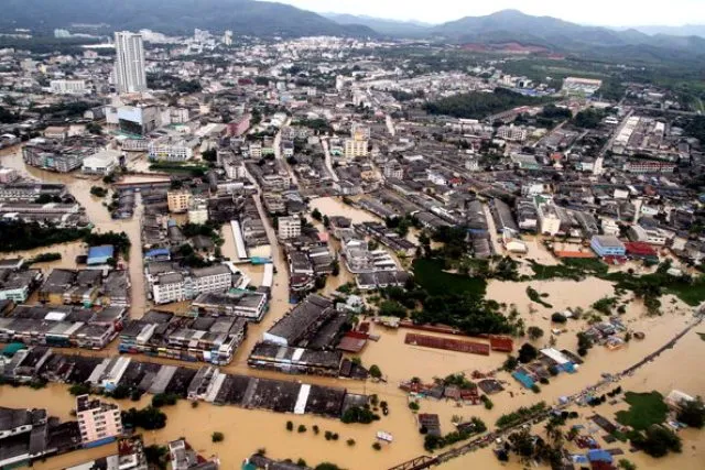 A flooded city