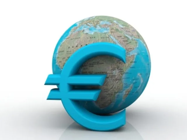 Globe with a Euro symbol attached to it