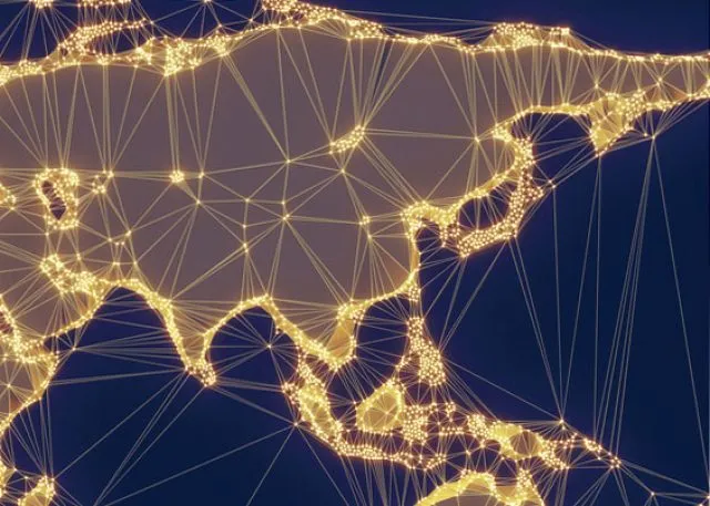 Satellite view of the world with digital links