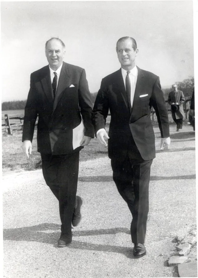 Heinz Koeppler, founder of Wilton Park, welcomes HRH The Duke of Edinburgh to its 100th conference