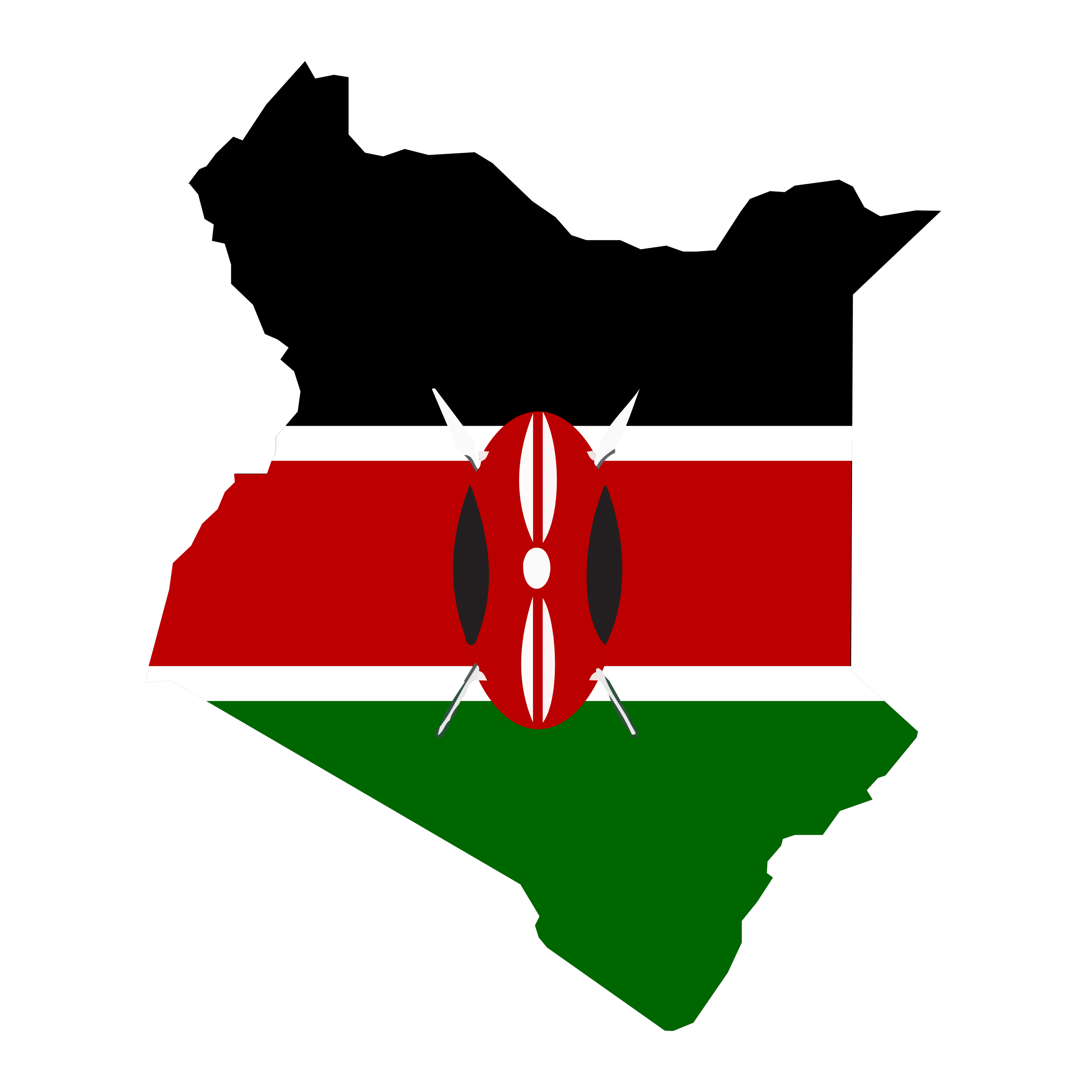 Kenya map and flag in white background