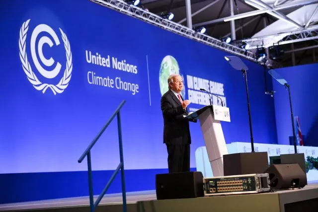 Antonio Guterres, Secretary-General of the United Nations, speaks at the Opening Ceremony for Cop26 at the SEC Glasgow.