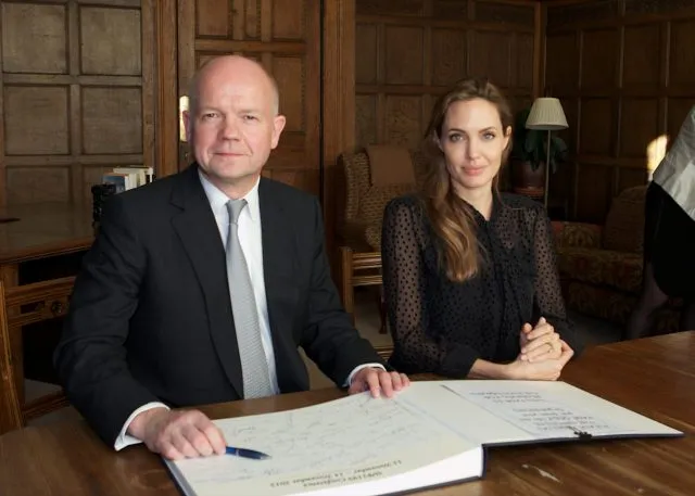 William Hague and Angelina Jolie at 'Preventing Sexual Violence in Conflict and Post Conflict Situations' at Wilton Park in 2012