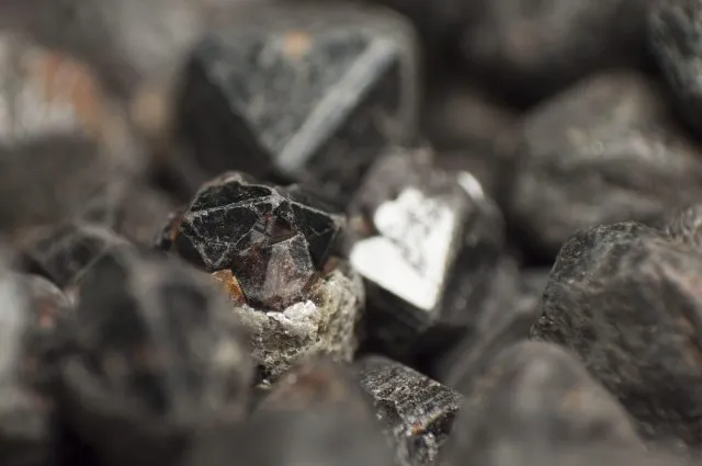Lumps of Cassiterite shot from close up.