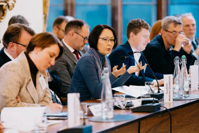 A participant speaking at the Wilton Park event on NPT Diplomacy in December 2023.