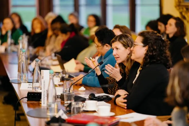 A participant speaking at the Wilton Park conference, 'Women's rights organisations and movements in crises'. February 2024