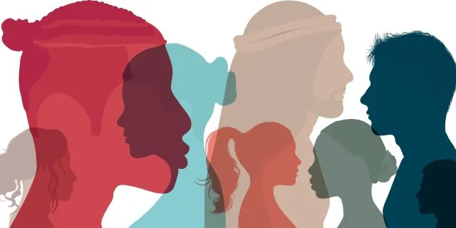 Silhouettes of diverse people.