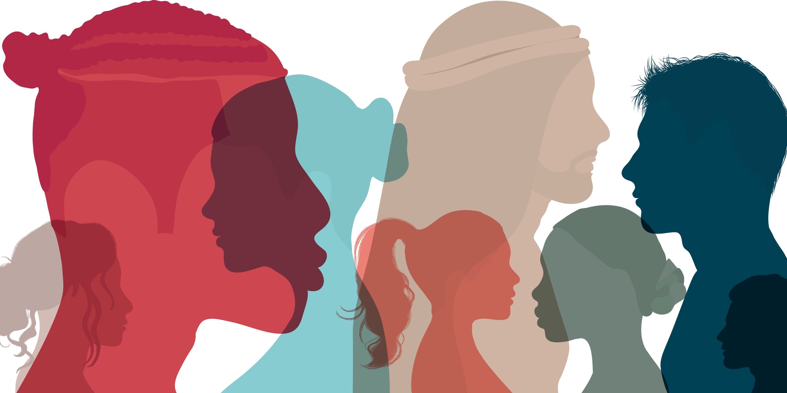 Silhouette,Profile,Group,Of,Men,And,Women,Of,Diverse,Cultures.
