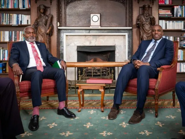 UK Foreign Secretary David Lammy speaks with participants at Wilton Park