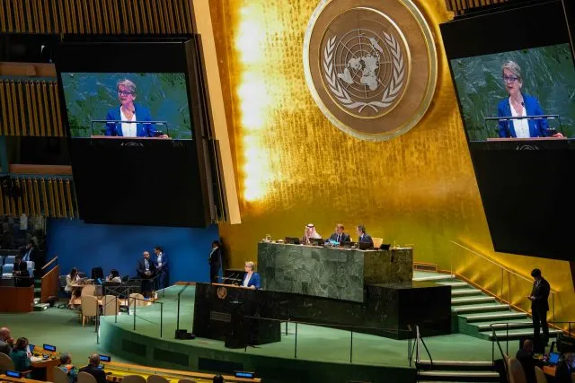 UK Foreign Secretary Yvette Cooper formally recognises the State of Palestine at the 80th UN General Assembly in New York