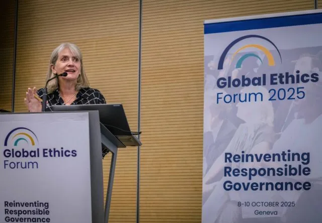 Alison Hilliard speaks at the Global Ethics Forum 2025