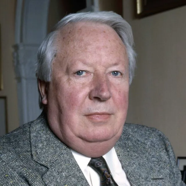 A portrait of former British Prime Minister Edward Heath