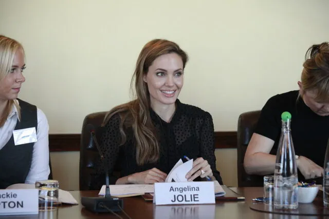 Angelina Jolie speaks at a Wilton Park conference