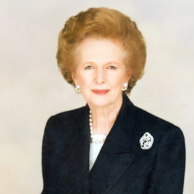 A portrait of former British Prime Minster Margaret Thatcher.