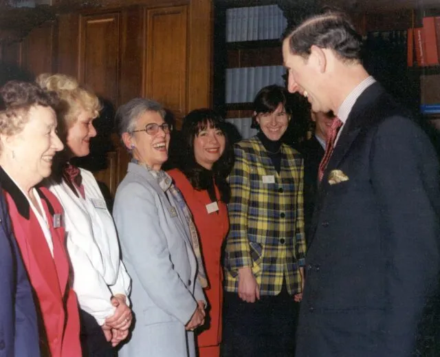 King Charles, then the Prince of Wales, meets with Wilton Park colleagues