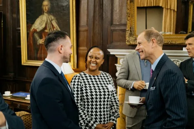 HRH The Duke of Edinburgh talks with participants