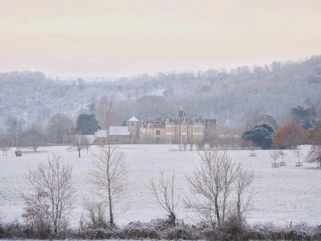 Wiston House in the snow