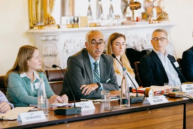 Wilton Park associate programme director Rob Black speaks at a dialogue on cybersecurity