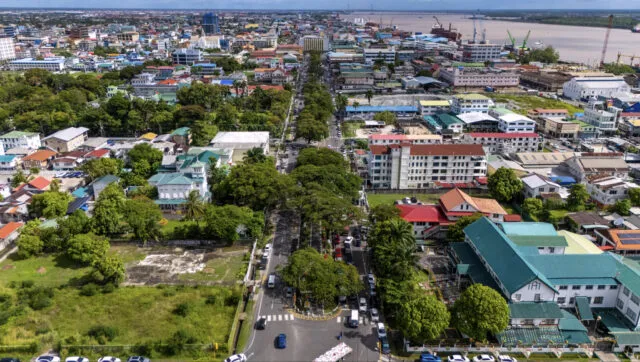 An aerial view of Georgetown in Guyana.